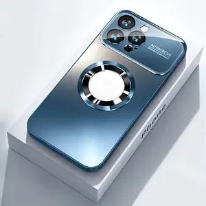 New Matte Titanium Magnetic Tuff Phone Case with Glass Lens Protector, Wireless Charging Compatible, for iPhone 17 16 15 14 13 12 Pro Max & Plus Series