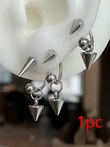 Men's Stainless Steel Ear Ring, Waterproof Anti-Irritation Punk Style C U Hoop Stud Earring, Daily Body Piercing Accessory, Hypoallergenic Earrings