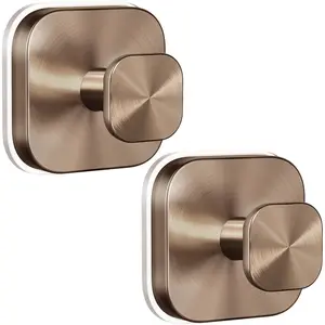 Suction Cup Hooks for Shower,Heavy Duty Shower Hooks for Bathroom Wall,Glass Windows,Smooth Doors to Hang Towels,Robes, Suction Cup Wreath Hanger for Christmas Wreaths-Champagne Bronze(2 Pack)