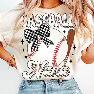 [Sale Up To 50%] Baseball Nana Coquette Bow Shirt, Baseball Mom Retro Game Day Sports T-Shirt, Gift For Mom Shirt