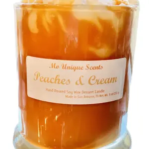 Peaches and Cream Soy Wax Dessert Candle. Decor Scented Aroma Fragrance Homemade Freshener whipped candles cute christmas gift