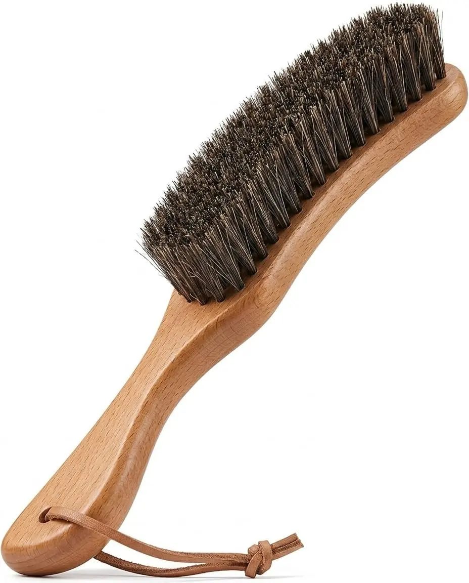 Sourdough Bread Proofing Basket Cleaning Brush, 100% Horse Hair Flour Brush with Ergonomic Beech Wood Handle, Professional Bench Brush for Baking, Banneton, Pastry Cloth & Countertop Cleaning