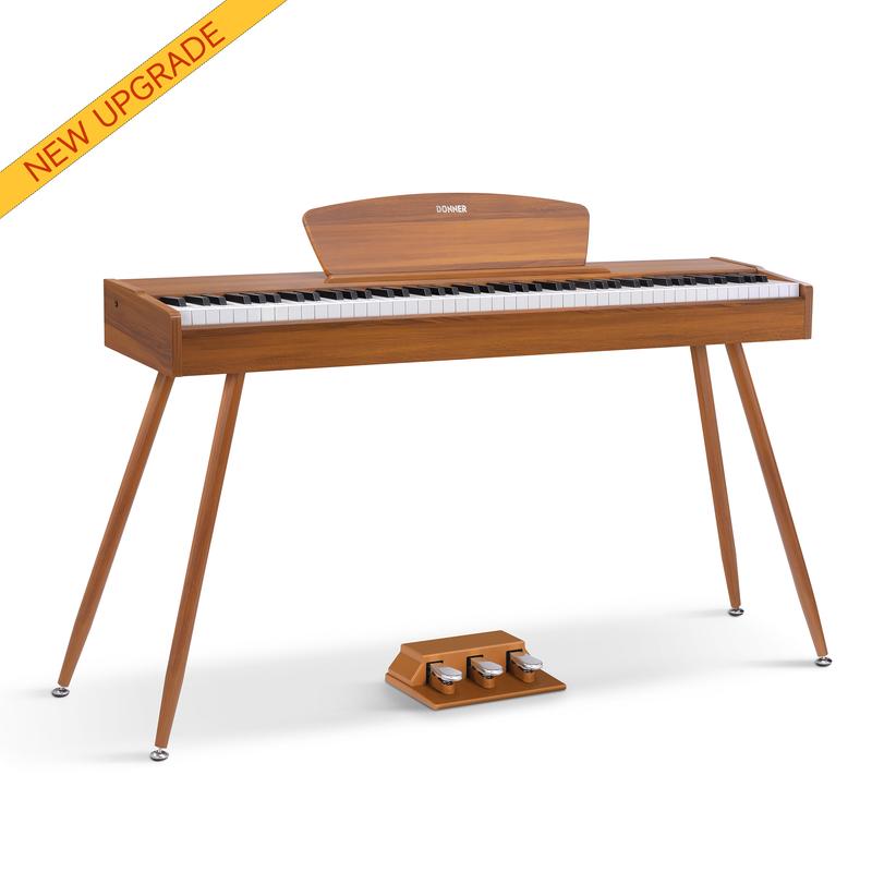 Donner DDP-80 Wooden Style 88 Key Weighted Digital Piano with Stand & 3 Pedal, Sound Upgrade
