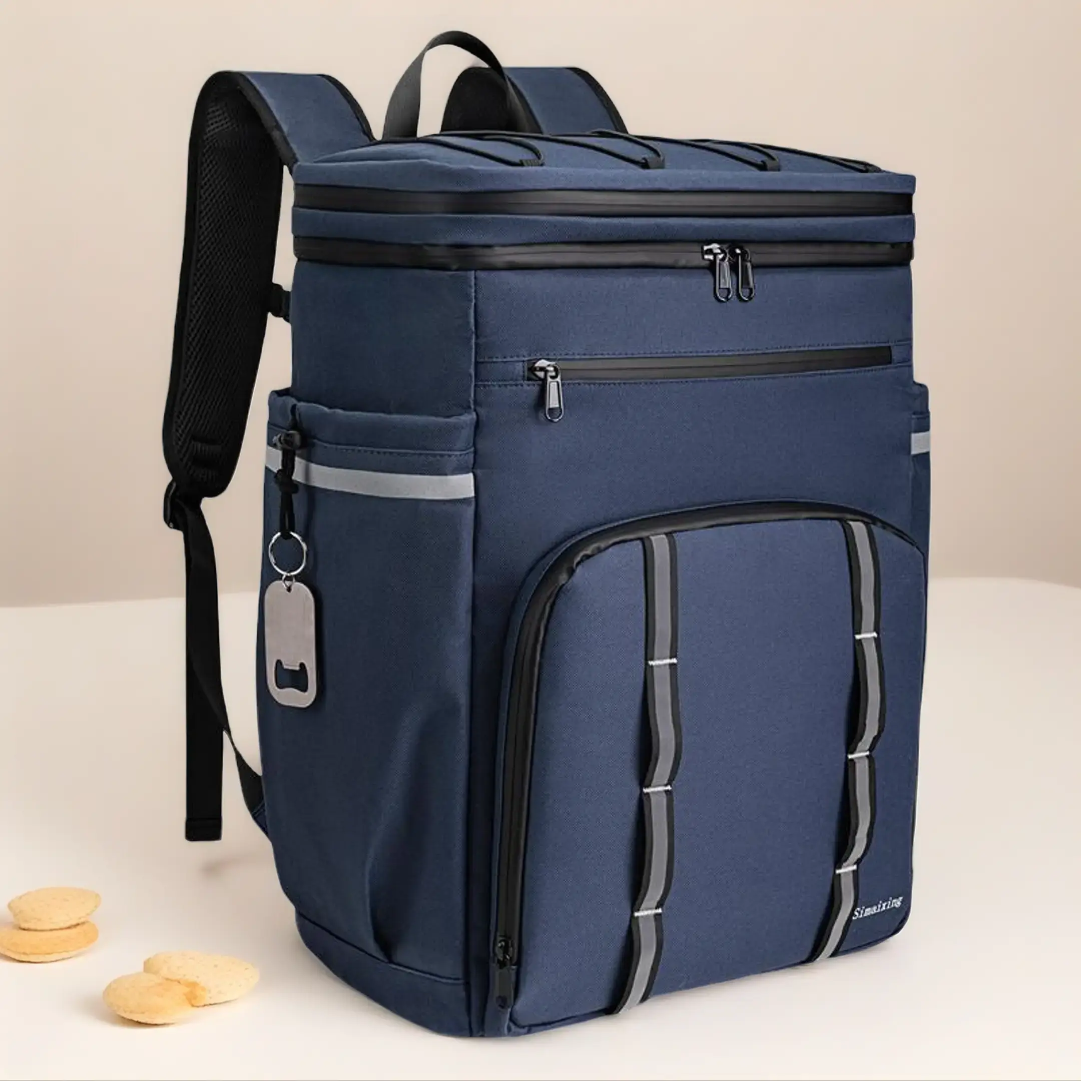Zhengwanhh09j 41L Large Waterproof Soft Cooler Bag Lunch Backpack for Camping Hiking Black PEVA Lining EPE Insulating Foam Leakproof Insulated Backpack Cooler 45+ Cans Capacity Blue Traveling FLB0603DF