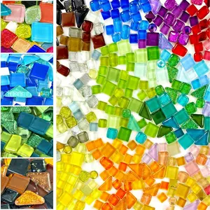 300g 200 Piece Glass Mosaic Tiles for Crafts Bulk – Mini Mosaic Glass Pieces for Adult Crafts, DIY Arts, Home Decor, Assorted Colors and Shapes
