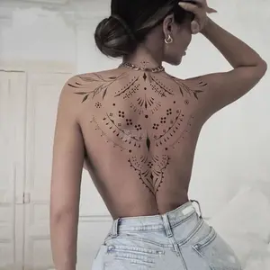 Exotic Totem Full-Back Tattoo, Beautiful Back Tattoo, Bohemian Vacation-Style Sexy Tattoo Stickers