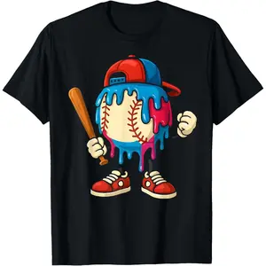 Baseball Drip Boys Ice Cream Drip Youth Sport Game Day T-Shirt