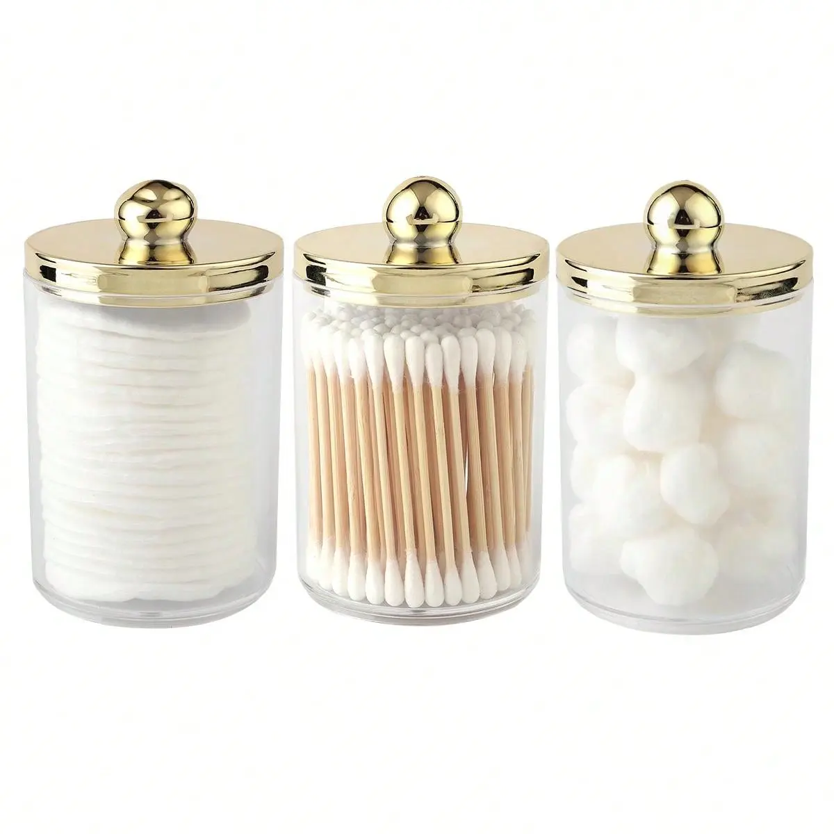 1/2/3pcs Swab Ball Pad Holder, Plastic Storage Container with Lid, Home Storage, 10 Oz Qtip Apothecary Jar Clear Transparent Storage Box Makeup Organizer, Home Organizers, Bathroom Containers Dispenser, Plastic Canister Jar