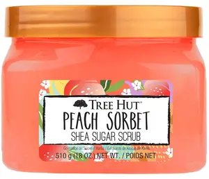 Tree Hut Peach Sorbet Shea Sugar Scrub | Exfoliating Body Scrub Removes Dead, Dry Skin for a Soft & Hydrated Feel | Nourishing Essential Body Care | 18 fl oz.