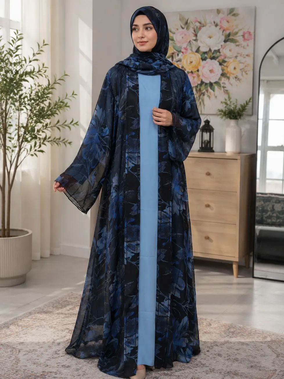 Elegant chiffion abaya for women,modest islamic dress