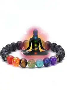 Boho 7 Chakra Lava Stone Bracelet for Women Men, Adjustable Natural Stone Beaded Bangle, Perfect Spiritual Gift