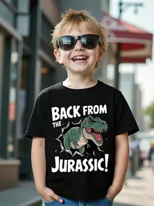 Jurassic Park Ripped Tyrannosaurus Rex Boys' T-Shirt, Cool Dinosaur Theme, Loose Fit, Perfect for School and Dinosaurs Party