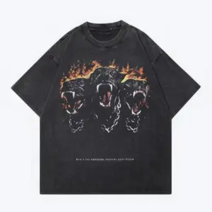 Fiery Pitbull Graphic T-Shirt, Bold Streetwear Art, Powerful Flame & Chain Aesthetic, Casual Menswear Womenswear, Unisex Statement Tee, Vintage Dog