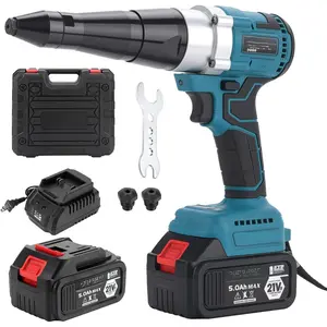 Cordless Brushless Rivet , Portable Automatic 2248lbf Electric Riveter Kit for 1/8" 5/32" 3/16" Rivets w/ 2 Pack 5.0Ah  for Makita 18V