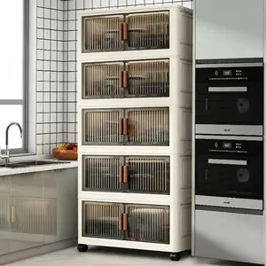 Foldable storage box for home use, plastic sealed cabinet for clothes and pants, storage cabinet, book organizer, and turnover box