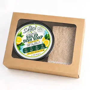 By saydi 5 oz handmade solid dish soap set, lemon-cented spring cleaning kitchen cleaner,household all-purpose cleaner.