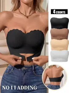 Women's Strapless Push-Up Wireless Bandeau Bra, Seamless Smooth Soft Comfort Casual Tube Top, Medium Support Padded Bralette for All Seasons Underwear