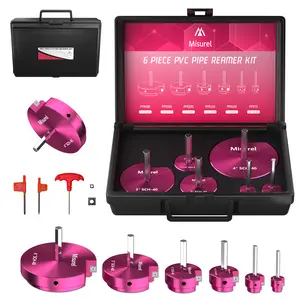 6 Pcs PVC Pipe Reamer Kit With 3/4 , 1 , 1-1/2inch, 2inch, 3inch, 4inch, 2 Carbide Inserts, PVC Fitting Saver, Plumbing tools, Aluminum Socket Saver for SCH40 Pipe Fitting