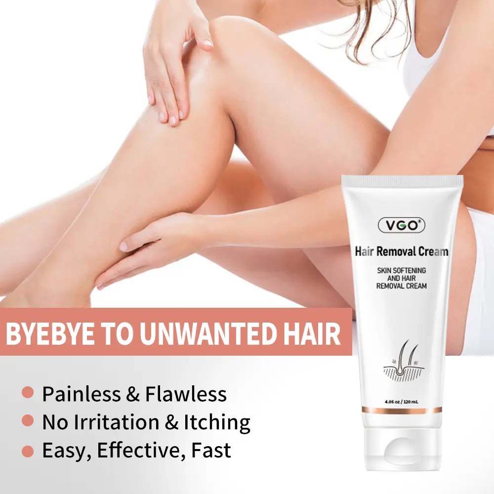 VGO Hair Removal Lotion Cream, 120ml / 4.00z Body Care Unisex-A2 Wax Gentle Jojoba Moisturizer Wipe Comfort Cosmetic