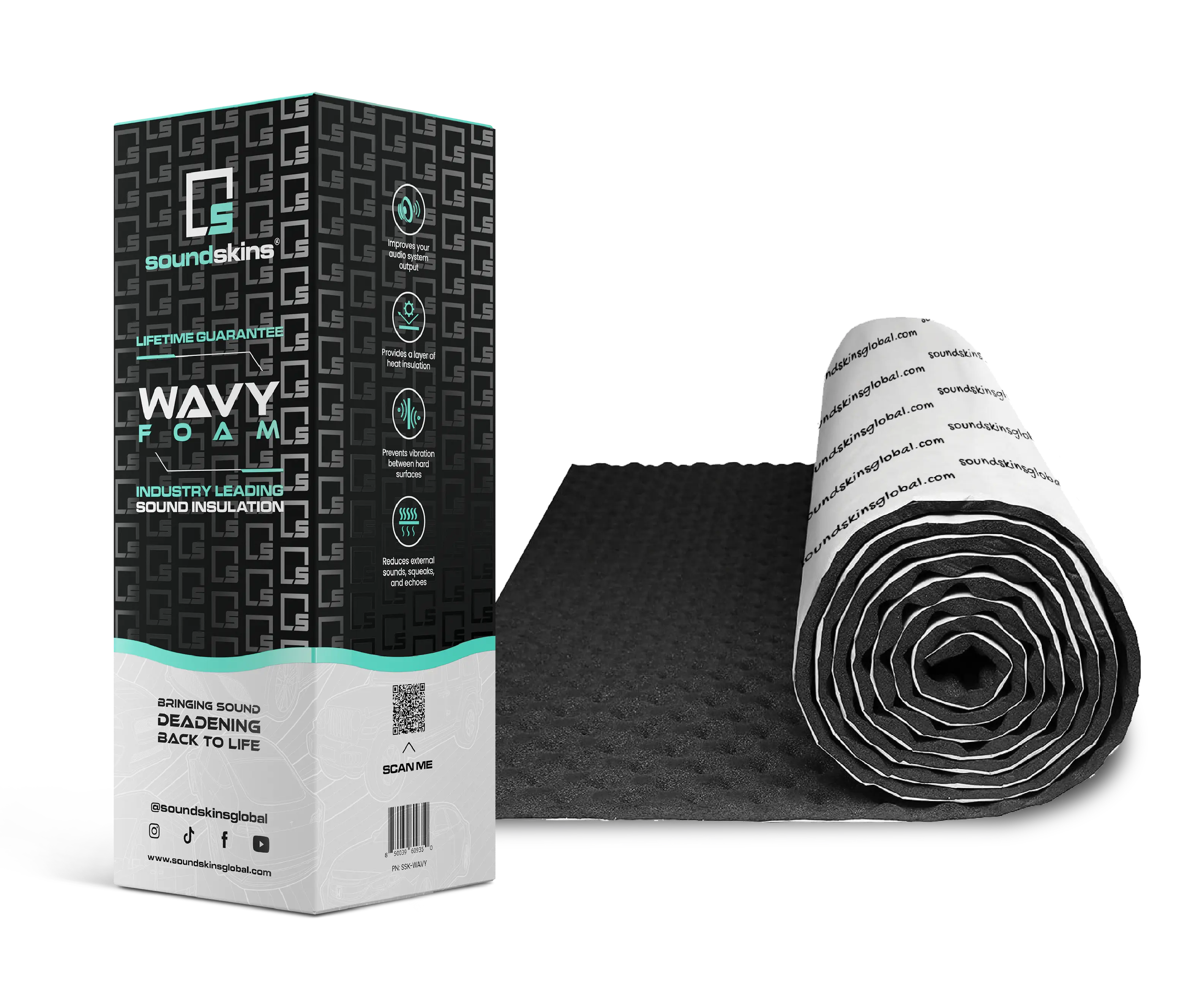 SoundSkins | Wavy Foam Sound Deadening Kit Lightweight Closed Cell Foam Mat | SSK-Wavy | 315mil/8mm, 32.3 sq ft