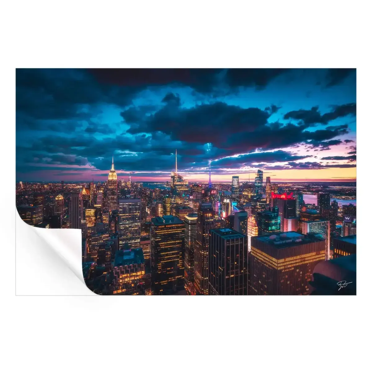 Above The City Lights Peel & Stick Canvas Decal,  Stickablez Wall Art Print