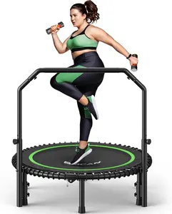 BT2 450/550LBS Mini Rebounder Trampoline for Adults with Bar, Fitness Trampoline with Bungees, Adjustable Handle, Stable & Quiet, Indoor Outdoor, Whole-Body Workout & Relaxation at Home-40IN/48IN