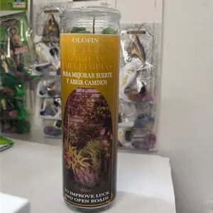 OLOFIN 7 Magical Plants Candle for Cleansing and Improving Luck & Opening Paths Enhance Your Luck and Open Roads