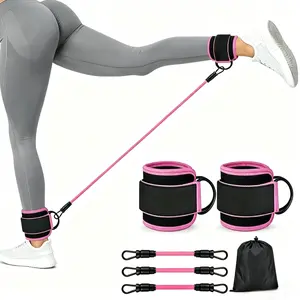 Adjustable Ankle Cuff & Resistance Bands Training Kit, Portable Lower Body Weight Training Equipment for Home, Gym Use