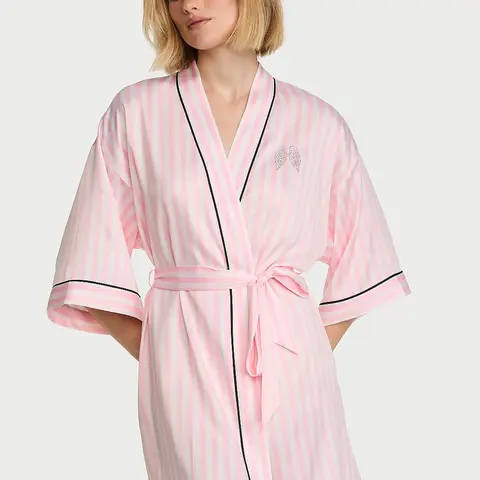 Victoria's Secret Short Satin Piped Robe for Women (XS - XXL)