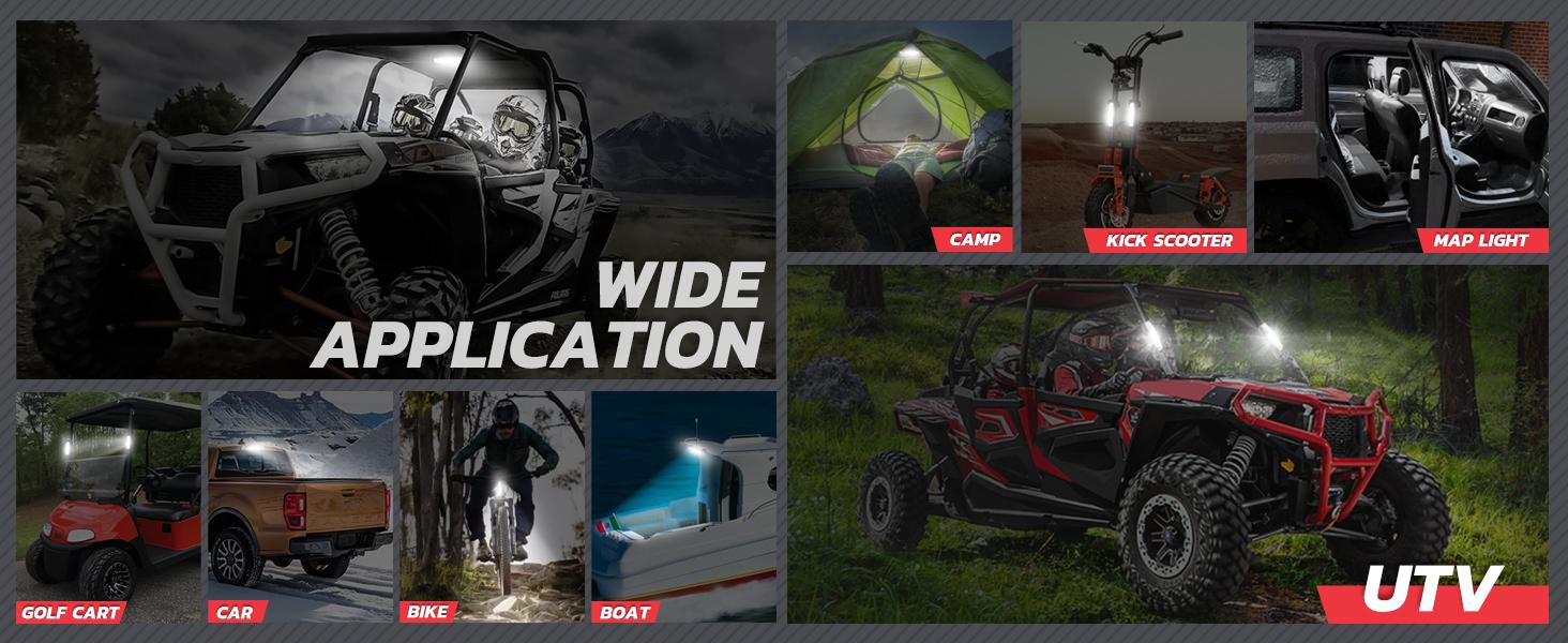 UTV Roll Bar Mount Dome Light - Universal Interior LED Light with White/Red Interior Lighting for Polaris RZR, Can Am, Tacoma, Kubota, GMC F250, Talon, Kawasaki Mule Teryx, Yamaha UTV/ATV, Boat, Cub Cadet Challenger, Maverick