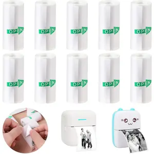10 Rolls Mini Thermal Printer Sticker Paper 57 x 25mm Self-Adhesive for Mini Printer Sticker Maker  Camera