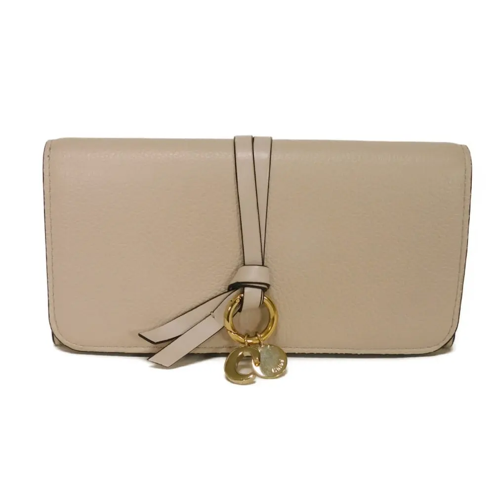 Pre-owned Chloé Calfskin Small Leather Goods Chloe Alphabet Grained Long Wallet