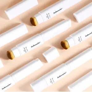 Lakerain Blanc Cover Cream Stick V White - Color Changing Tinted Foundation Stick with Volufiline Medium to Full Coverage Dewy Finish Base Makeup - Dual-Ended with Detachable Brush