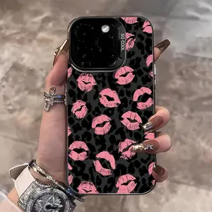 Leopard print lips Pattern Acrylic TPU mobile phone case applicable for iPhone 16ProMax 15 14 13 12 11 Plus cases durable shockproof protection urban sophisticated phone case cute nic natalie reynolds mosnovo  protective case
