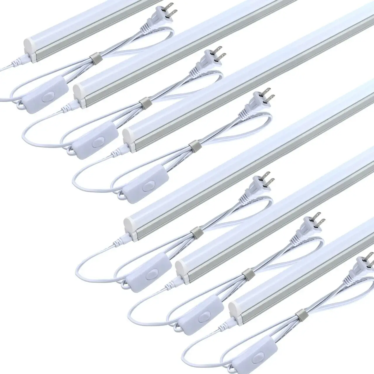 JLLED 6 Pack 4FT Utility LED Shop Light Linkable T5 Integrated Tube Bulb 20W 2200lm Super Bright 6000K with ON/OFF Switch Power Cord for Home, office