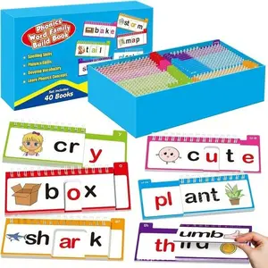 40 Phonics Word Family Build Book, Read and Rhyme Flip Book,Phonics Flash Cards, Learn to Read Phonics Games, Sight Word Flash Cards for Learning Activities