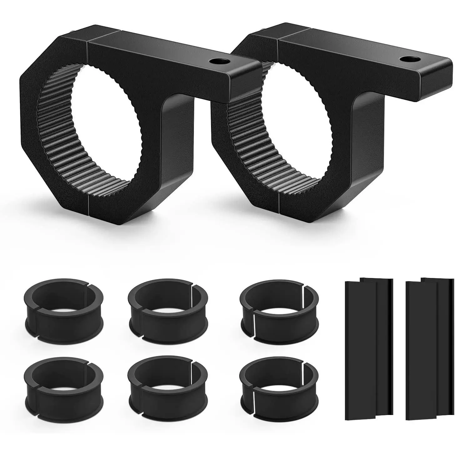 Nilight 2 Clamps Aluminum Alloy Roll Bar Mounting Brackets - Automotive Motor Parts Accessories for ATV/Truck, 2.135-2.5" Fit Roll Cages, 10mm LED Light Holder, 4 Rubber Strips, Secure Grip, 1 Allen Hex Key, Boat Use