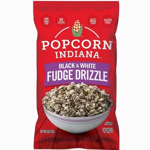 Popcorn Indiana 6oz (6-pack) Black & White Fudge Drizzle Chocolate Popcorn, Pre-Popped Gourmet Quality Popcorn, Crave-worthy Crunch, Real Ingredients, Gluten Free, No Artificial Flavors, Movie Theater