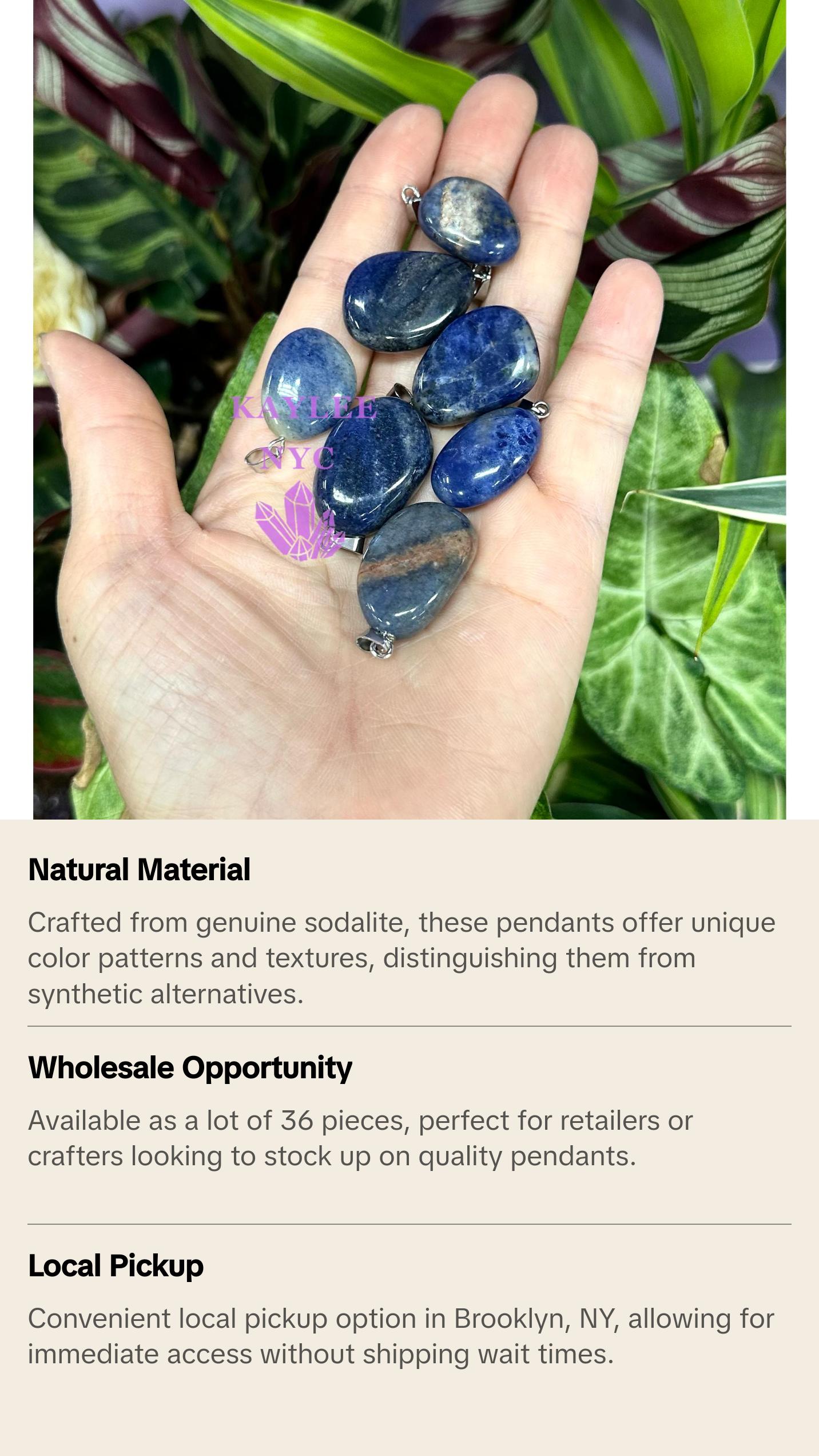 36 PCs Natural Sodalite Crystal Pendant