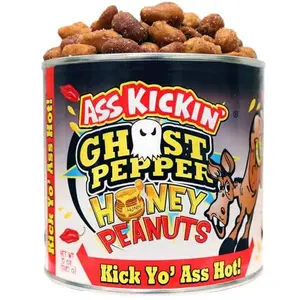 KICKIN’ Ghost Pepper Spicy Hot Peanuts – 12oz - Ultimate Spicy Gourmet Gift Peanuts - Try if you dare!