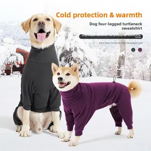 Paws & Warmth 2025 Dog Four-Legged Turtleneck Sweatshirt - Winter Full-Coverage Fleece for Cold Protection & Warmth