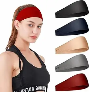 5-Pack Sports Headbands for Men & Women - Super Sweatbands for Running, Yoga, Cycling, Gym, Basketball & More - Stylish Elastic Hairbands for Active Lifestyle underarmour headbandsnecklace