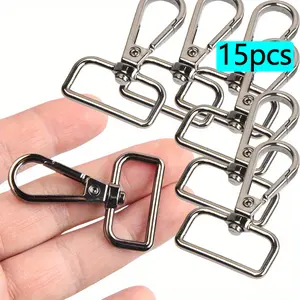 15 Pcs D Ring Swivel Lobster Claw Clasp, Push Gate Snap Hooks Trigger Clips, Keychain Rotating Hook Buckle Bag Accessories(Gun Black, 1 inch)