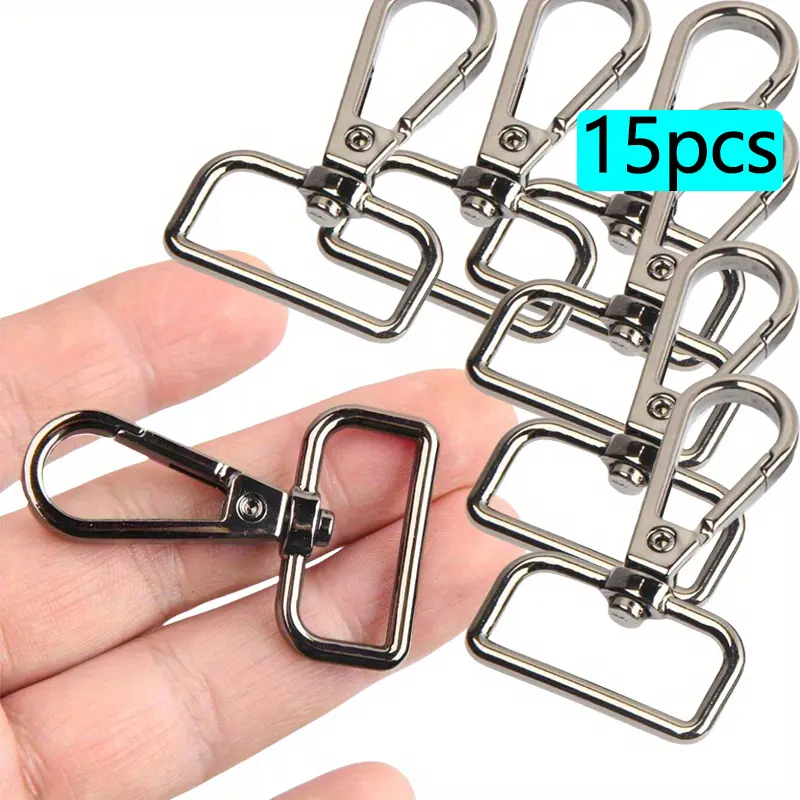 summerwins 15 Pcs Zinc Alloy D Ring Swivel Lobster Claw Clasps - Push Gate Snap Hooks, Trigger Clips, Full Rotation Keychain Swivel Hooks for DIY Home Projects, Gun Black 1-Inch Bag Accessories
