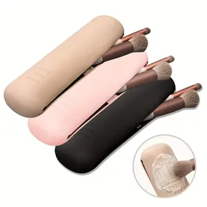 Silicone Makeup Brush Holder, 1 Count Portable Makeup Brush Storage Box, Makeup Tool Organizer for Home & Travel, Cosmetic