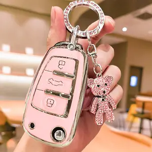 Audible Car Keychain Set, Water Drill Bear Design, Fashionable Beaded Chain, Compatible with Tt A6 C6 A4 A5 A7 A3 Q3 Rs3 Rs6 A3 8v Q2 Q7 S3 S7 S8