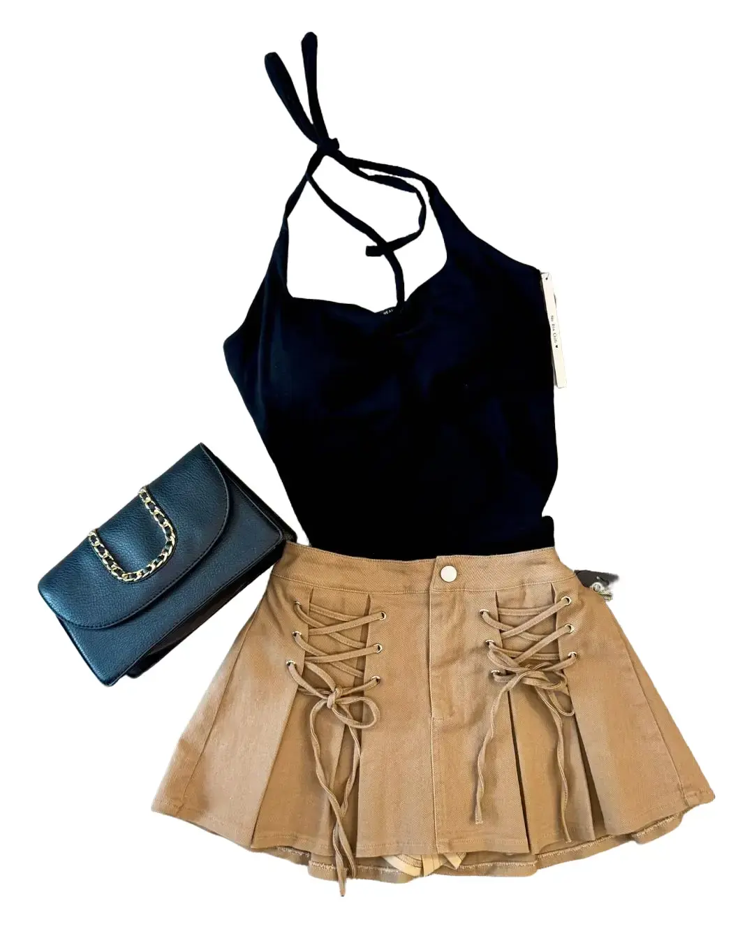 Halter Neck Tank Top with Removable Padding Casual Fabric Outfit Soft Womenswear Everyday Fitted
