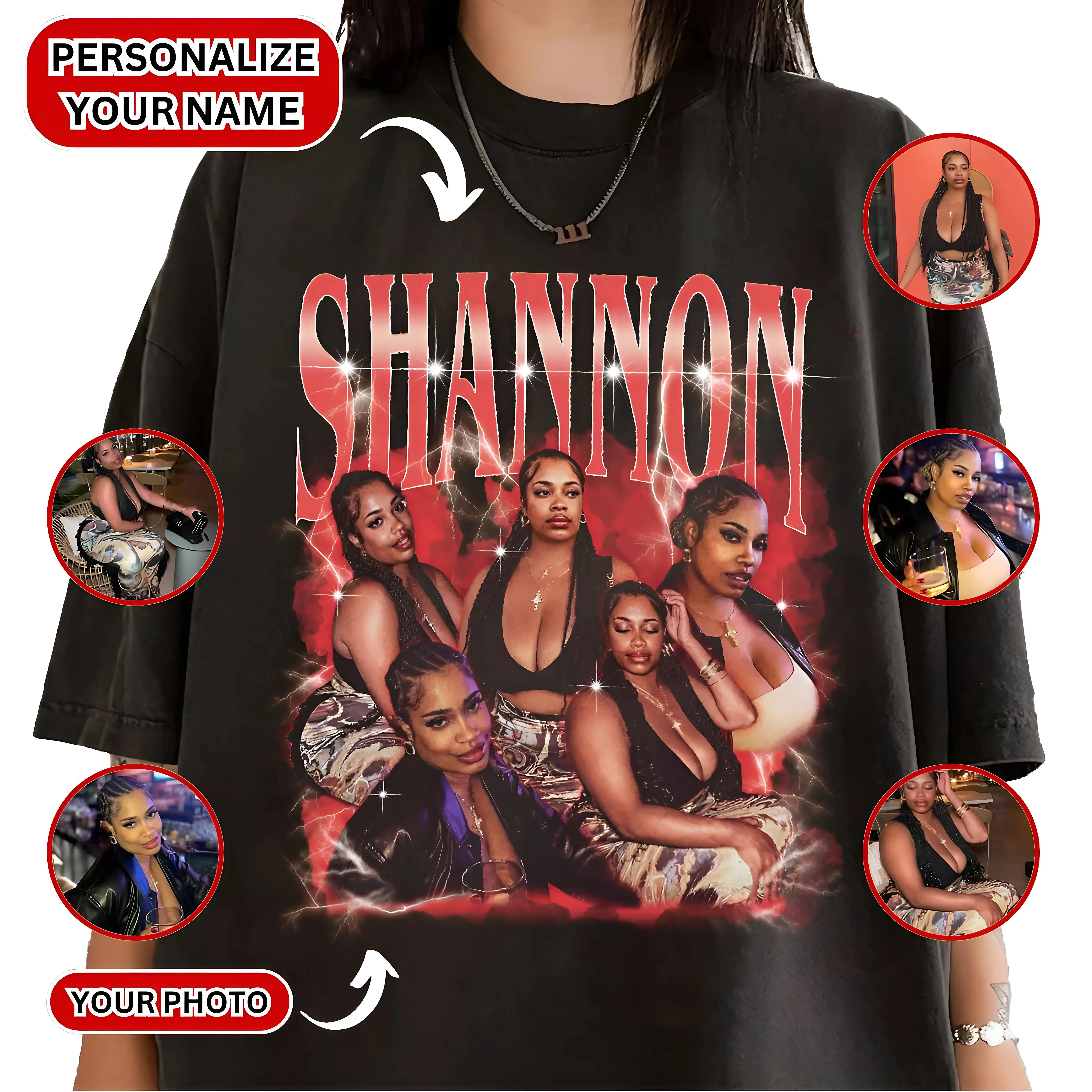 Comfort Color - Custom Bootleg Rap T-Shirt, Custom Face Shirt With Name, Graphic Tee, Vintage Tee Style, Personalize, Gift For Him, For Her Cotton Top Womenswear Apparel, Summer Streetwear Tshirt