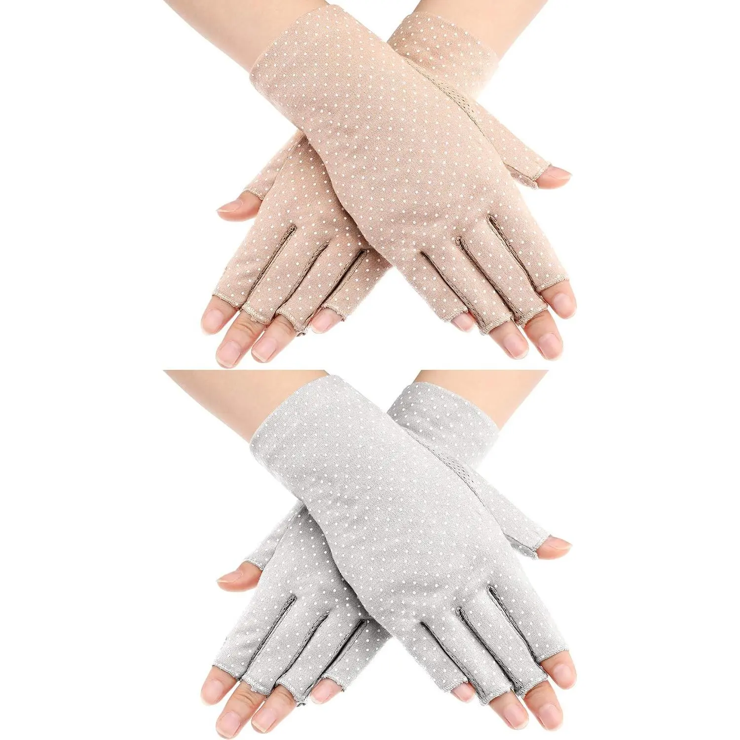 Sun Gloves for Women UV Protection Fingerless Non Slip Sunscreen Driving Gloves for Summer Outdoor