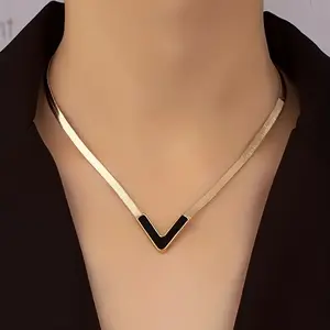V-Shaped Pendant Necklace Simple Style Jewelry Gift Women's Accessories